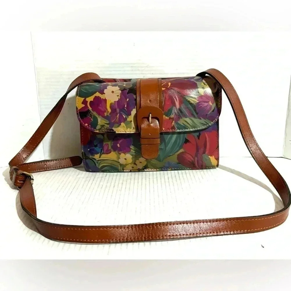 Patricia Nash Multicolor Print Leather Crossbody Bag